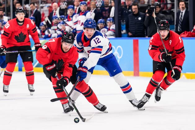 260222 Matt Boldy of USA in action with Devon Toews and Cale Makar of Canada in the men s Ice hockey, Eishockey final between Canada and USA during day 16 of the 2026 Winter Olympics on February 22, 2026 in Milan. Photo: Joel Marklund BILDBYRAN kod JM JM0802 bbeng ishockey ice hockey Olympic Games, Olympische Spiele, Olympia, OS olympics winter olympics os ol olympiska spel vinter-os olympiske leker milano cortina 2026 milan cortina 2026 milano cortina 2026 olympic games milano cortina 2026 winter olympic games milano cortina-os milano cortina-ol vinter-ol final usa united states canada kanada *** 260222 Matt Boldy of USA in action with Devon Toews and Cale Makar of Canada in the men s ice hockey final between Canada and USA during day 16 of the 2026 Winter Olympics on February 22, 2026 in Milan Photo Joel Marklund BILDBYRAN kod JM JM0802 bbeng ishockey ice hockey olympic games olympics winter olympics os ol olympiska spel vinter os olympiske leker milano cortina 2026 milan cortina 2026 milano cortina 2026 olympic games milano cortina 2026 winter olympic games milano cortina os milano cortina ol vinter ol final usa united states canada kanada  Copyright: JOELxMARKLUND BB260222JM010