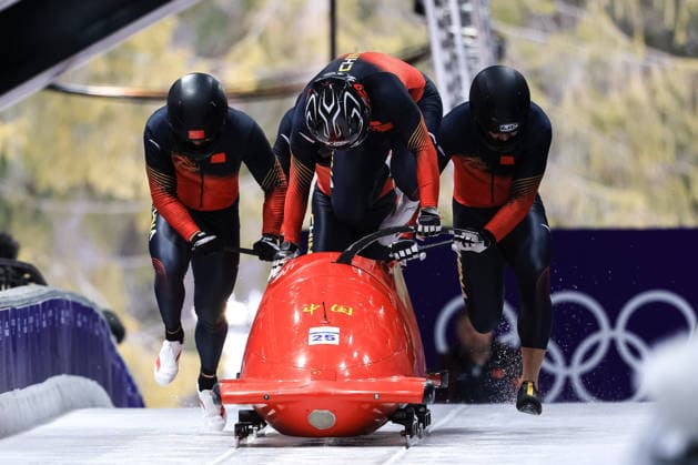 Kaizhi Sun, Jin Zhang, Yaolong Shi, Tai An (CHN) during the Olympic Winter games, Winterspiele,Spiele, Summer games Milano-Cortina 2026, Bobsleigh 4-man on February 21, 2026 at Cortina Sliding Center in Cortina d Ampezzo, Italy  Copyright: xLucianoxMariaxBisi IPAxSportx xipa-agency.netx xx IPA_71868479 IPA_Agency_IPA71868479