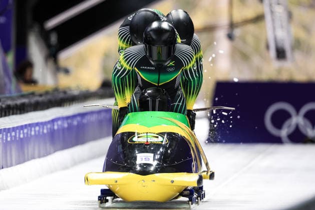 Shane Jam Pitter, Junior Harris, Tyquendo Tracey, Joel Fearon (JAM) during the Olympic Winter games, Winterspiele,Spiele, Summer games Milano-Cortina 2026, Bobsleigh 4-man on February 21, 2026 at Cortina Sliding Center in Cortina d Ampezzo, Italy  Copyright: xLucianoxMariaxBisi IPAxSportx xipa-agency.netx xx IPA_71868610 IPA_Agency_IPA71868610
