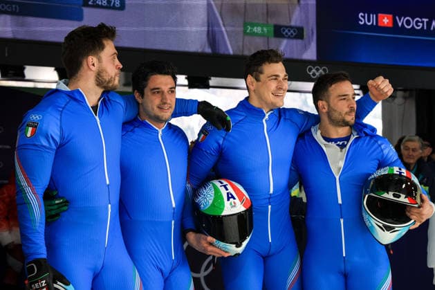Patrick Baumgartner, Lorenzo Bilotti, Eric Fantazzini, Robert Mircea (ITA) during the Olympic Winter games, Winterspiele,Spiele, Summer games Milano-Cortina 2026, Bobsleigh 4-man on February 21, 2026 at Cortina Sliding Center in Cortina d Ampezzo, Italy  Copyright: xLucianoxMariaxBisi IPAxSportx xipa-agency.netx xx IPA_71868634 IPA_Agency_IPA71868634