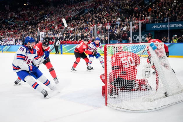 260222 Auston Matthews of USA against Colton Parayko and goaltender Jordan Binnington of Canada in the men s Ice hockey, Eishockey final between Canada and USA during day 16 of the 2026 Winter Olympics on February 22, 2026 in Milan. Photo: Joel Marklund BILDBYRAN kod JM JM0802 bbeng ishockey ice hockey Olympic Games, Olympische Spiele, Olympia, OS olympics winter olympics os ol olympiska spel vinter-os olympiske leker milano cortina 2026 milan cortina 2026 milano cortina 2026 olympic games milano cortina 2026 winter olympic games milano cortina-os milano cortina-ol vinter-ol final usa united states canada kanada *** 260222 Auston Matthews of USA against Colton Parayko and goaltender Jordan Binnington of Canada in the men s ice hockey final between Canada and USA during day 16 of the 2026 Winter Olympics on February 22, 2026 in Milan Photo Joel Marklund BILDBYRAN kod JM JM0802 bbeng ishockey ice hockey olympic games olympics winter olympics os ol olympiska spel vinter os olympiske leker milano cortina 2026 milan cortina 2026 milano cortina 2026 olympic games milano cortina 2026 winter olympic games milano cortina os milano cortina ol vinter ol final usa united states canada kanada  Copyright: JOELxMARKLUND BB260222JM018