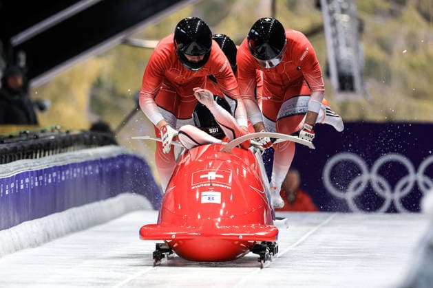 GIOCHI OLIMPICI - Olimpiadi Invernali Milano-Cortina 2026 - Bobsleigh 4-man Cedric Follador, Luca Rolli, Tim Annen, Omar Vogele (SUI) during the Olympic Winter games, Winterspiele,Spiele, Summer games Milano-Cortina 2026, Bobsleigh 4-man on February 21, 2026 at Cortina Sliding Center in Cortina d Ampezzo, Italy Cortina D Ampezzo Italy  Copyright: xIPAxSport ABACAx