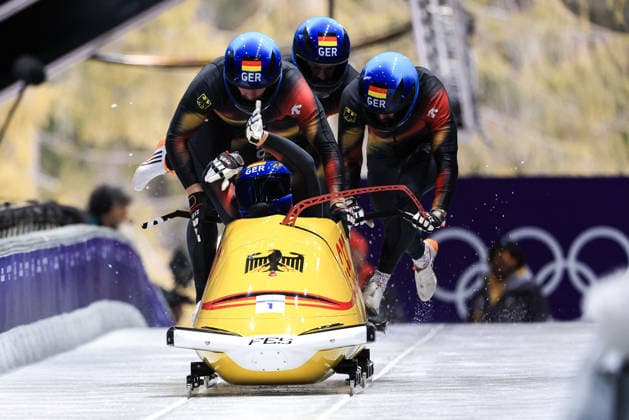 GIOCHI OLIMPICI - Olimpiadi Invernali Milano-Cortina 2026 - Bobsleigh 4-man Johannes Lochner, Thorsten Margis, Jorn Wenzel, Georg Fleischhauer (GER) during the Olympic Winter games, Winterspiele,Spiele, Summer games Milano-Cortina 2026, Bobsleigh 4-man on February 21, 2026 at Cortina Sliding Center in Cortina d Ampezzo, Italy Cortina D Ampezzo Italy  Copyright: xIPAxSport ABACAx