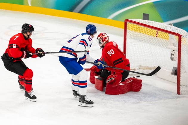 Ice hockey, Eishockey - Milano Cortina 2026 Winter Olympics: Day 16 Devon Toews, Matt Boldy, Jordan Binnington during the Men s Playoffs final match between Canada and United States of the Milano Cortina 2026 Winter Olympic Games, Olympische Spiele, Olympia, OS at Milano Santagiulia Ice Hockey Arena on February 20, 2026 in Milan, Italy. Milano Italy  Copyright: xAndrzejxIwanczukx originalFilename:iwanczuk-icehocke260222_npy68.jpg