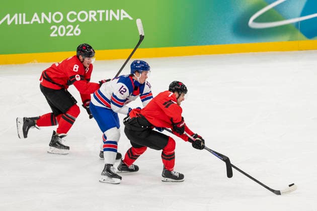 Ice hockey, Eishockey - Milano Cortina 2026 Winter Olympics: Day 16 Cale Makar, Devon Toews, Matt Boldy during the Men s Playoffs final match between Canada and United States of the Milano Cortina 2026 Winter Olympic Games, Olympische Spiele, Olympia, OS at Milano Santagiulia Ice Hockey Arena on February 20, 2026 in Milan, Italy. Milano Italy  Copyright: xAndrzejxIwanczukx originalFilename:iwanczuk-icehocke260222_np0kS.jpg