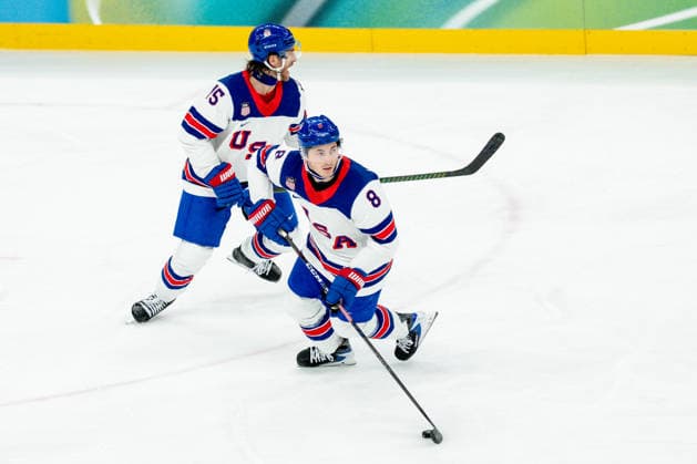Ice hockey, Eishockey - Milano Cortina 2026 Winter Olympics: Day 16 Noah Hanifin, Zach Werenski during Milano Cortina 2026 Winter Olympics Figure Ice Hockey final match Canada vs United States at Milano Santagiulia Ice Hockey Arena in Milan on February 22, 2026 Milan Italy  Copyright: xFotoxOlimpikx originalFilename:jastrzebowski-icehocke260222_nphPE.jpg