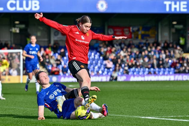Jess Park of Manchester United, ManU in action during the Adobe Women s FA Cup match between Chelsea and Manchester United at Kingsmeadow on February 22, 2026 in Kingston upon Thames, England. (Photo by Yaroslav Dunka Sports Press Photo) Copyright: xYaroslavxDunkax xSPPx Sportspressphoto_SPR96192