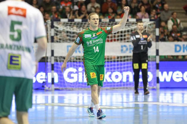 22.02.2026, xgox, Handball - Daikin HBL SC Magdeburg - GWD Minden emspor, v.l. Omar Ingi Magnusson (Magdeburg, 14) Jubel, Torjubel, jubelt ueber das Tor, celebrate the goal, celebration Magdeburg