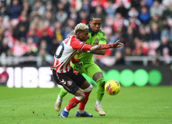 Kevin of Fulham vies for the ball with Nilson Alderete of Sunderland Sunderland v Fulham, Premier League, Football, Stadium of Light, Sunderland, UK - 22 Feb 2026Sunderland Stadium of Light United Kingdom EDITORIAL USE ONLY No use with unauthorised audio, video, data, fixture lists, club league logos or live services. Online in-match use limited to 120 images, no video emulation. No use in betting, games or single club league player publications. Copyright: xRichardxLee Shutterstockx 16681560ay