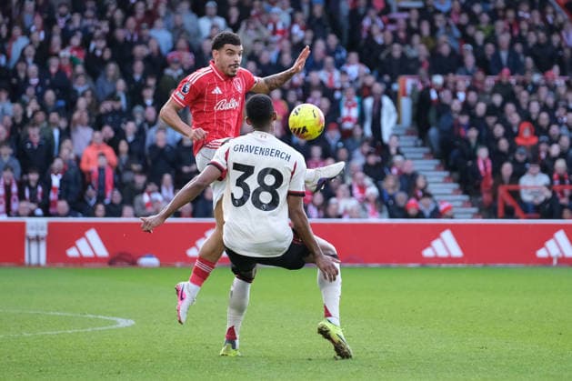 Morgan Gibbs-White of Nottingham Forest and Ryan Gravenberch of Liverpool FC seen in action during the Premier league football match between Nottingham Forest and Liverpool FC at the City Ground in Nottingham. Copyright: xPaulxBonser SportsxPressxPhotox Sportspressphoto_SPR96259