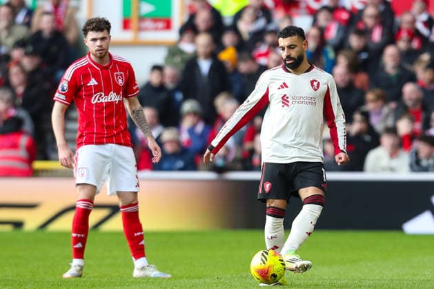 Nottingham Forest v Liverpool, Premier League Mohamed Salah Of Liverpool Under pressure from Neco Williams Of Nottingham Forest during the Nottingham Forest v Liverpool Premier League match at the City Ground, West Bridgford, England on 22 February 2026 Credit: Lee Keuneke Every Second Media Editorial use only. All images are copyright Every Second Media Limited. No images may be reproduced without prior permission. All rights reserved. Premier League and Football League images are subject to licensing agreements with Football DataCo Limited. see https: www.football-dataco.com Copyright: xIMAGO EveryxSecondxMediax ESM-1816-0047 LeexKeunekex xEveryxSecondxMediax