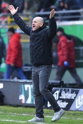 Fußball 2. Bundesliga 23. Spieltag SC Preußen Münster - 1. FC Kaiserslautern am 22.02.2026 im LVM-Preußenstadion in Münster Torsten Lieberknecht ( Trainer Cheftrainer Kaiserslautern ) DFL regulations prohibit any use of photographs as image sequences and or quasi-video.