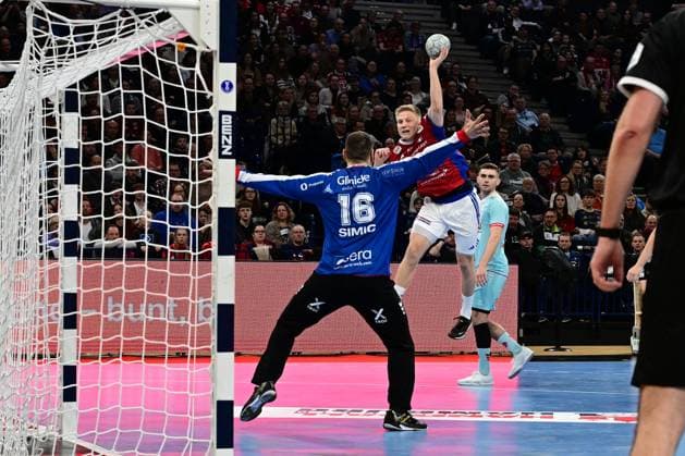 Handball I Herren I Bundesliga l Daikin HBL I Handball Sportverein Hamburg - MT Melsungen I Spieltag I Saison 2025-2026 I HSVH I 22.02.2026 I v.v. Simic Nebojsa (MT Melsungen) , Andersen Bo Frederik (HSV Hamburg) , Sportarena : Barclays Arena Hamburg, Stellingen Hamburg Deutschland