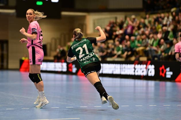Handball I Frauen I Saison 2025-2026 I EHF European League I VfL Oldenburg - Tertnes Bergen I 22.02.2026 Jubel, Begeisterung, Enthusiasmus, Euphorie, Freude, Glücksgefühl, Heiterkeit bei: Joanna Granicka (21, VfL Oldenburg) Buxtehude Halle Nord NEU Niedersachsen Deutschland Copyright: xLobeca FelixxSchlikisx