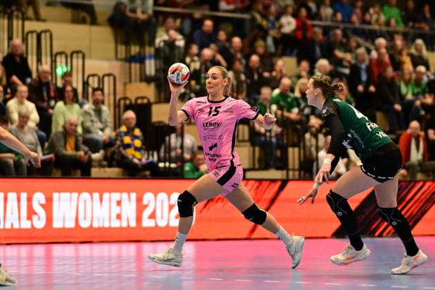 Handball I Frauen I Saison 2025-2026 I EHF European League I VfL Oldenburg - Tertnes Bergen I 22.02.2026 Martine Hellesoe Knutsen (15, Tertnes Bergen) am Ball Buxtehude Halle Nord NEU Niedersachsen Deutschland Copyright: xLobeca FelixxSchlikisx