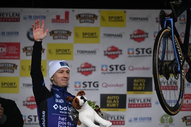 Belgian Niels Vandeputte pictured on the podium after winning the men s elite race at the Sluitingsprijs Oostmalle cyclocross race, Sunday 22 February 2026, in Oostmalle, the last race of the 2025-2026 cyclocross season. LUCxCLAESSEN  x164532555x