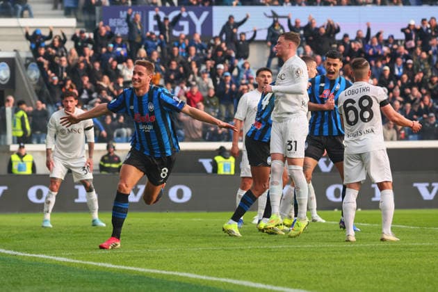 February 22, 2026, Bergamo, Lombardia: Atalanta s Mario Pasalic celebrates after goal 1-1 during the Italian Serie A soccer match Atalanta BC vs SSC Napoli at the New Balance Arena in Bergamo, Italy, 22 February 2026..ANSA MICHELE MARAVIGLIA. Serie A: Atalanta-Napoli  - ZUMAa110 20260222_zaf_a110_057 Copyright: xMichelexMaravigliax
