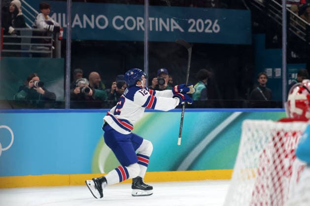 Milano Cortina 2026, Milan, Italy, 22.02, 2026, MiCo2026, MiCo, 2026, Olympics, Olympic, Winter Olympic, Olympic Winter games, Winterspiele,Spiele, Summer games Ice hockey, Eishockey hockey, USA, Canada, final Matt Boldy of United States reacts during Ice Hockey final game between Canada and United States of Milano Cortina 2026 Olympic Winter Games in Milan, Italy, 22.02.2026. Photo: Roman Koksarov (RKF) Milan Italy Copyright: xRomanxKoksarovx 0B4A9669.JPG