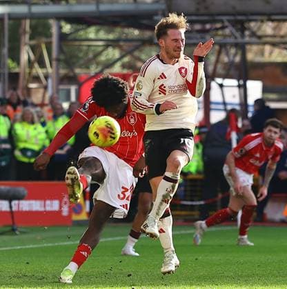 Alexis Mac Allister of Liverpool scores the opening goal later is disallowed by VAR Nottingham Forest v Liverpool, Premier League, Football, City Ground, Nottingham, UK - 22 Feb 2026Nottingham City Ground United Kingdom EDITORIAL USE ONLY No use with unauthorised audio, video, data, fixture lists, club league logos or live services. Online in-match use limited to 120 images, no video emulation. No use in betting, games or single club league player publications.  Copyright: xMichaelxZemanek Shutterstockx 16681559aa