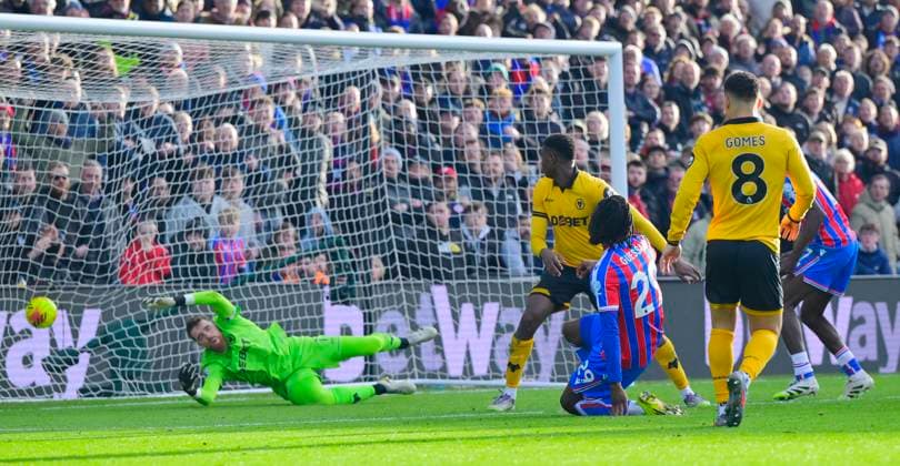 Crystal Palace v Wolverhampton Wanderers, London, UK - 22 Feb 2026 Goal celebrations for Evann Guessand of Crystal Palace as he beats Jose Sa, Goalkeeper of Wolverhampton Wanderers during the Premier League match between Crystal Palace and Wolverhampton Wanderers at Selhurst Park, London on 22 February 2026. ( London Selhurst Park London England Copyright: xTomxSandberg PPAUKx PPA-250829