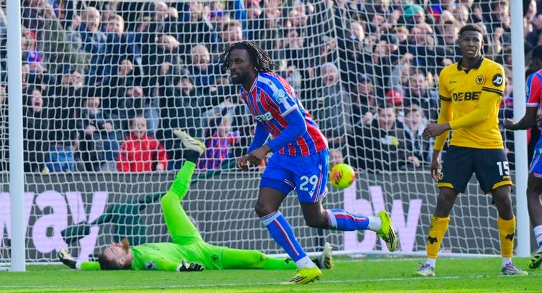 Crystal Palace v Wolverhampton Wanderers, London, UK - 22 Feb 2026 Goal celebrations for Evann Guessand of Crystal Palace as he beats Jose Sa, Goalkeeper of Wolverhampton Wanderers during the Premier League match between Crystal Palace and Wolverhampton Wanderers at Selhurst Park, London on 22 February 2026. ( London Selhurst Park London England Copyright: xTomxSandberg PPAUKx PPA-250832