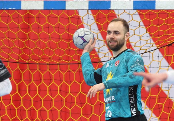 22.02.2026, Deutschland, Bietigheim, Handball 2. Bundesliga, SG BBM Bietigheim vs. TuS N-Lübbecke, Frederik Genz (TuS)
