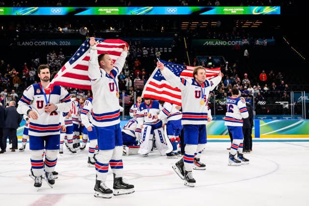 260222 Dylan Larkin andMatthew Tkachuk of USA celebrate after the men s Ice hockey, Eishockey final between Canada and USA during day 16 of the 2026 Winter Olympics on February 22, 2026 in Milan. Photo: Joel Marklund BILDBYRAN kod JM JM0802 bbeng ishockey ice hockey Olympic Games, Olympische Spiele, Olympia, OS olympics winter olympics os ol olympiska spel vinter-os olympiske leker milano cortina 2026 milan cortina 2026 milano cortina 2026 olympic games milano cortina 2026 winter olympic games milano cortina-os milano cortina-ol vinter-ol final usa united states canada kanada jubel *** 260222 Dylan Larkin andMatthew Tkachuk of USA celebrate after the men s ice hockey final between Canada and USA during day 16 of the 2026 Winter Olympics on February 22, 2026 in Milan Photo Joel Marklund BILDBYRAN kod JM JM0802 bbeng ishockey ice hockey olympic games olympics winter olympics os ol olympiska spel vinter os olympiske leker milano cortina 2026 milan cortina 2026 milano cortina 2026 olympic games milano cortina 2026 winter olympic games milano cortina os milano cortina ol vinter ol final usa united states canada kanada jubel  Copyright: JOELxMARKLUND BB260222JM094