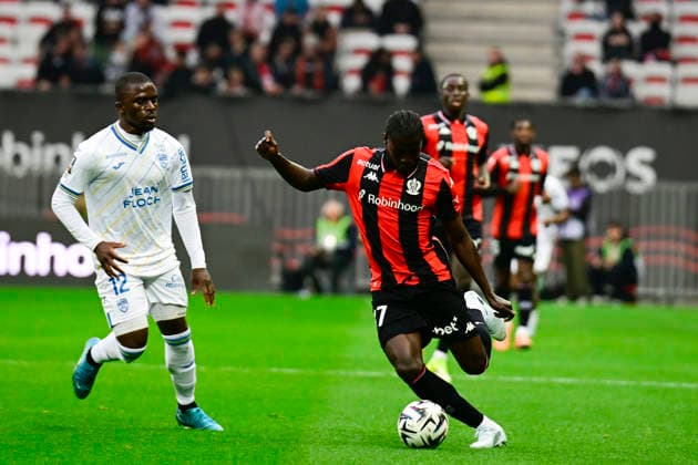 FOOTBALL : OGC Nice VS FC Lorient - Ligue 1 McDonald s - 22 02 2026 Kojo Peprah Oppong (OGC Nice) - Ligue 1 McDonald™s match between OGC Nice and Football Club de Lorient on February 22, 2026 at the Allianz Riviera Stadium in Nice. NiceFrance  Copyright: xWilliamxCannarellax