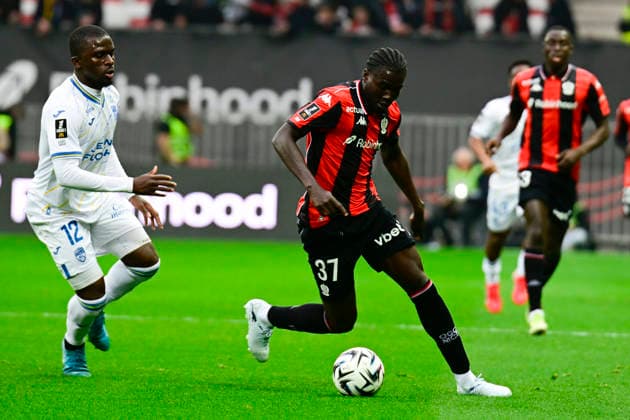 FOOTBALL : OGC Nice VS FC Lorient - Ligue 1 McDonald s - 22 02 2026 Kojo Peprah Oppong (OGC Nice) - Ligue 1 McDonald™s match between OGC Nice and Football Club de Lorient on February 22, 2026 at the Allianz Riviera Stadium in Nice. NiceFrance  Copyright: xWilliamxCannarellax