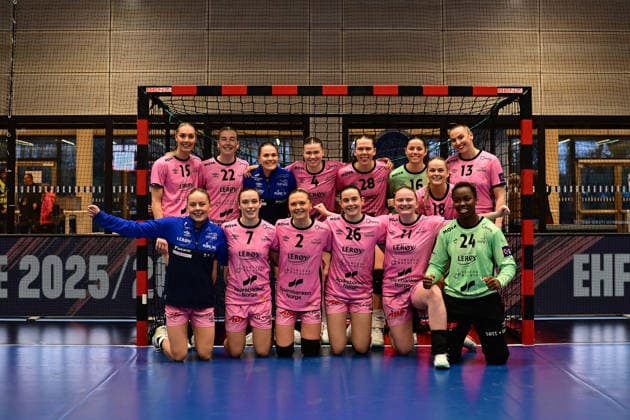 Handball I Frauen I Saison 2025-2026 I EHF European League I VfL Oldenburg - Tertnes Bergen I 22.02.2026 Jubel, Begeisterung, Enthusiasmus, Euphorie, Freude, Glücksgefühl, Heiterkeit bei: Tertnes Bergen Frauen nach dem Spiel gegen VfL Oldenburg Frauen Buxtehude Halle Nord NEU Niedersachsen Deutschland Copyright: xLobeca FelixxSchlikisx
