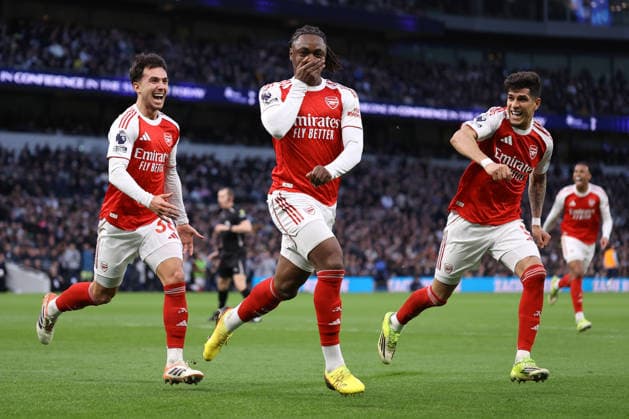 Tottenham Hotspur v Arsenal 22 February 2026, London - Premier League Football - Tottenham Hotspur v Arsenal - Eberechi Eze of Arsenal celebrates scoring their first goal - Photo: Jacques Feeney Offside. London UK Copyright: xJacquesxFeeneyx xOffsidexOffside