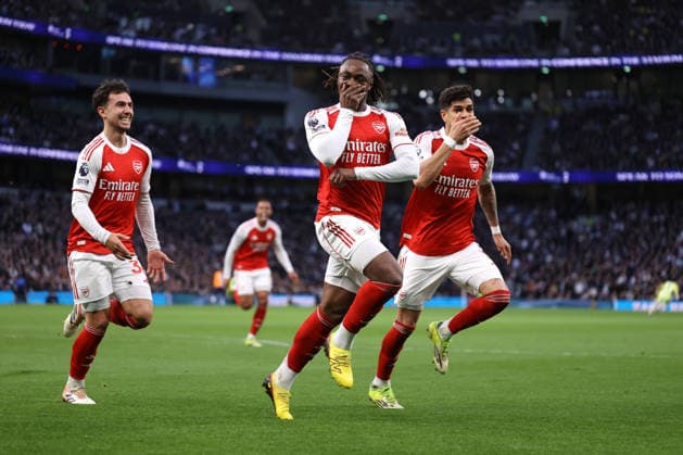 Tottenham Hotspur v Arsenal 22 February 2026, London - Premier League Football - Tottenham Hotspur v Arsenal - Eberechi Eze of Arsenal celebrates scoring their first goal - Photo: Jacques Feeney Offside. London UK Copyright: xJacquesxFeeneyx xOffsidexOffside