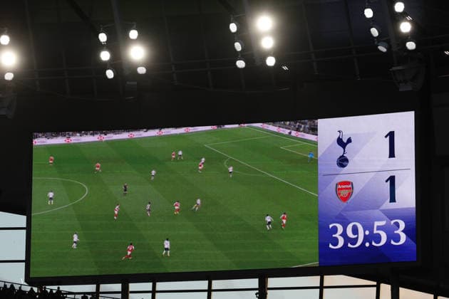 Premier League football, Tottenham v Arsenal Premier League football, The Tottenham Hotspurs Stadium, Tottenham, London, UK. 22.02.2026 Tottenham v Arsenal. Pic shows Tottenham scoreboard , 1 all. Photographs by Marc Aspland for The Times & Sunday Times  Copyright: xMarcxAsplandxforxThexTimesx&xSunx NINTCHDBPICT001061344771
