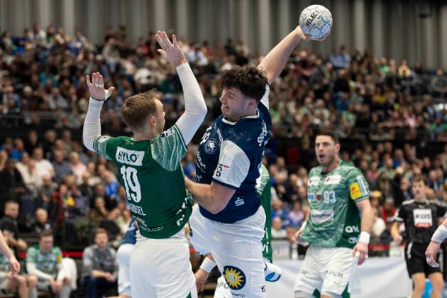 1. Handball Bundesliga - Bergischer HC gegen Füchse Berlin, 22.02.2026 DUESSELDORF, GERMANY - FEBRUARY 22: Aron Seesing (49, Bergischer HC) während dem HBL Bundesliga Spiel zwischen 1. Handball Bundesliga - Bergischer HC gegen Füchse Berlin at Mitsubishi Electric HALLE am 22 Spieltag. February 22, 2026 in Duesseldorf, Germany. Copyright: xBEAUTIFULxSPORTS KennyxBeelex