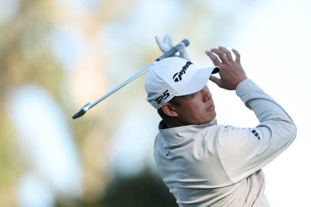 February 22, 2026, Pacific Palisades, California, USA: COLLIN MIROKAWA reacts after teeing off on the 14th hole during the second round of the Genesis Invitational at the Riviera Country club in Pacific Palisades, California. Golf_PGATour_Genesis_Invitational  - ZUMAt158 20260222_zsp_t158_007 Copyright: xBrentonxTsex