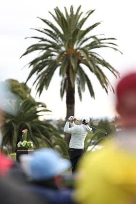 February 22, 2026, Pacific Palisades, California, USA: TONY FINAU tees off from the 1st tee during the second round of the Genesis Invitational at the Riviera Country club in Pacific Palisades, California. Golf_PGATour_Genesis_Invitational  - ZUMAt158 20260222_zsp_t158_012 Copyright: xBrentonxTsex