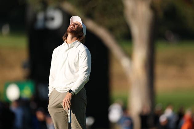 February 22, 2026, Pacific Palisades, California, USA: TOMMY FLEETWOOD reacts after missing a putt on the 14th green during the second round of the Genesis Invitational at the Riviera Country club in Pacific Palisades, California. Golf_PGATour_Genesis_Invitational  - ZUMAt158 20260222_zsp_t158_030 Copyright: xBrentonxTsex