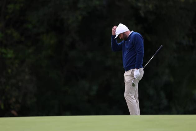 February 22, 2026, Pacific Palisades, California, USA: SCOTTIE SCHEFFLER reacts after a shot onto the 12th green during the first round of the Genesis Invitational at the Riviera Country club in Pacific Palisades, California. Pacific Palisades USA - ZUMAt158 20260222_zsp_t158_039 Copyright: xBrentonxTsex