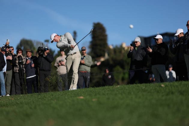 February 22, 2026, Pacific Palisades, California, USA: RORY MCILROY plays from the rough on the 15th hole during the second round of the Genesis Invitational at the Riviera Country club in Pacific Palisades, California. Pacific Palisades USA - ZUMAt158 20260222_zsp_t158_026 Copyright: xBrentonxTsex