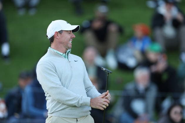 February 22, 2026, Pacific Palisades, California, USA: RORY MCILROY reacts after missing a putt on the 18th hole during the second round of the Genesis Invitational at the Riviera Country club in Pacific Palisades, California. Pacific Palisades USA - ZUMAt158 20260222_zsp_t158_028 Copyright: xBrentonxTsex