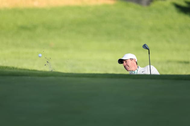 February 22, 2026, Pacific Palisades, California, USA: RORY MCILROY plays a shot from the green side bunker on the 14th hole during the second round of the Genesis Invitational at the Riviera Country club in Pacific Palisades, California. Pacific Palisades USA - ZUMAt158 20260222_zsp_t158_020 Copyright: xBrentonxTsex