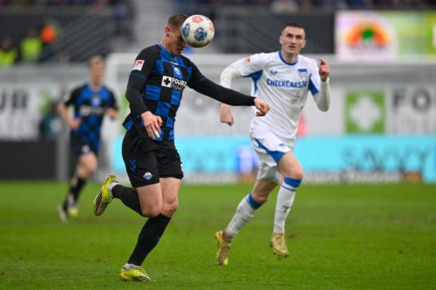 Paderborn, Home Deluxe Arena, 22.02.26, GER, Herren, 2.Bundesliga, Saison 2025-2026, SC Paderborn 07 - Hertha BSC Berlin Bild: Steffen TIGGES (Paderborn) DFL regulations prohibit any use of photographs as image sequences and or quasi-video. NRW Deutschland