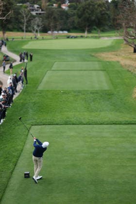 February 22, 2026, Pacific Palisades, California, USA: SCOTTIE SCHEFFLER tees off on the 15th hole during the first round of the Genesis Invitational at the Riviera Country club in Pacific Palisades, California. Pacific Palisades USA - ZUMAt158 20260222_zsp_t158_008 Copyright: xBrentonxTsex