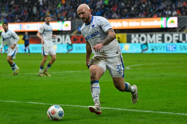 Paderborn, Home Deluxe Arena, 22.02.26, GER, Herren, 2.Bundesliga, Saison 2025-2026, SC Paderborn 07 - Hertha BSC Berlin Bild: Toni LEISTNER (Hertha BSC) DFL regulations prohibit any use of photographs as image sequences and or quasi-video. NRW Deutschland