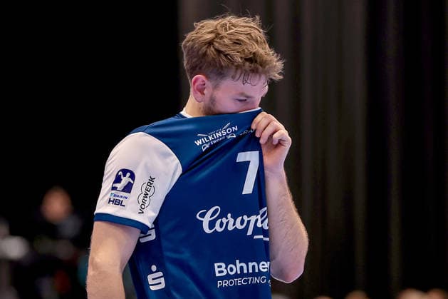22.02.2026, Handball, HBL, Bergischer HC - Füchse Berlin, Mitsubishi Electric HALLE Düsseldorf: Lukas Becher (BHC 07) enttäuscht Enttäuschung Nordrhein-Westfalen Deutschland
