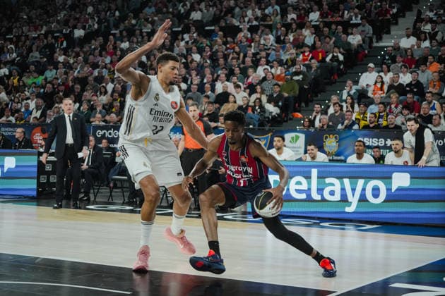 El Rey preside la final de la Copa de S.M. el Rey de baloncesto en Valencia El jugador del Real Madrid Edy Tavares (i) y el jugador del Baskonia Mamadi Diakite (d) durante la final de la Copa de S.M. el Rey de baloncesto, en el Roig Arena, a 22 de febrero de 2026, en Valencia, Comunidad Valenciana (Espana). En la final se enfrentan el Real Madrid y el Baskonia tras ganar en las semifinales a Valencia Basket y Barça, respectivamente. La Copa del Rey 2026 será su primera final copera directa en el formato actual; en otras ediciones se han cruzado sobre todo en cuartos o semifinales, pero no en el partido decisivo. 22 FEBRERO 2026;REY;ACB;FINAL;COPA DEL REY;BALONCESTO;2026;VALENCIA;ROIG ARENA Valencia (Comunidad Valenciana) Valencia (Comunidad Valenciana) Espana Copyright: xJorgexGilx 7314330