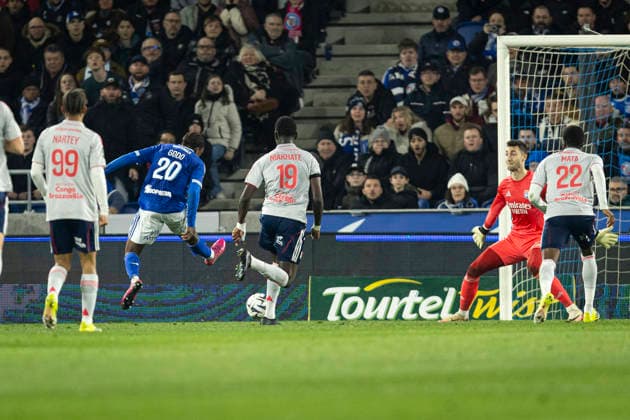 FOOTBALL : Racing Strasbourg vs Olympique Lyonnais - ligue 1 - Strasbourg - 21 2 26 Martial Godo 20 (RCS) but  Copyright: xelyxandroxcegarrax