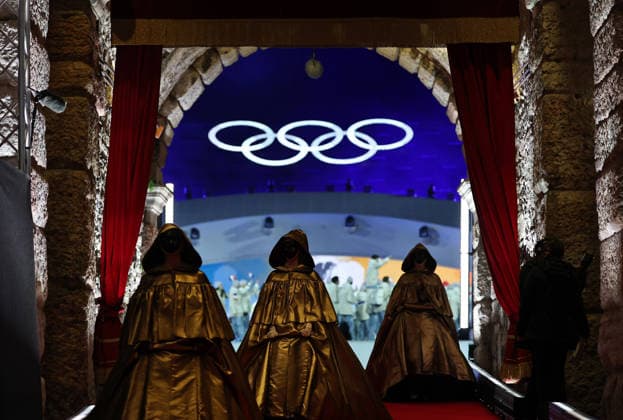 (260222) -- VERONA, Feb. 22, 2026 -- This photo taken on Feb. 22, 2026 shows the closing ceremony of the Milan-Cortina 2026 Olympic Winter games, Winterspiele,Spiele, Summer games at Verona Olympic Arena in Verona, Italy. ) (MICO2026)ITALY-VERONA-OLYMPIC WINTER GAMES-CLOSING CEREMONY WangxKaiyan 