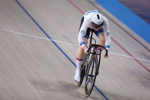 Emma Finucane in action in the Womens Sprint semi final. Lloyds National Track cycling, Rad, Radsport, Bahnrad, Bahn Championship, National Cycling Centre, Manchester, England, 22nd Feb 2026. Copyright: xSeanxWalshx Sportspressphoto_SPR96616