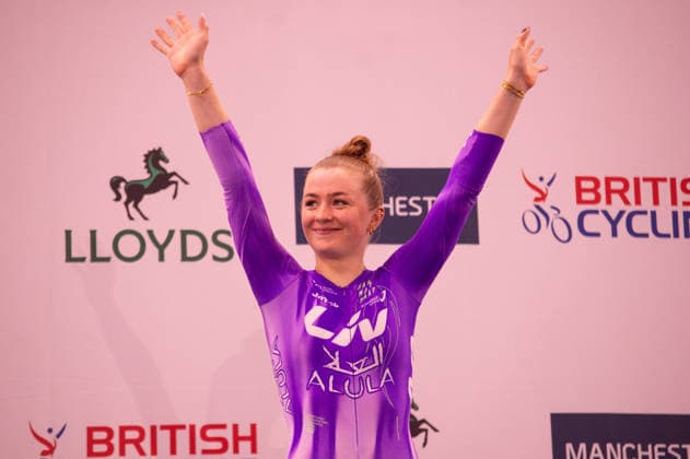 Erin Boothman with the gold for the Womens Elimination race. Lloyds National Track cycling, Rad, Radsport, Bahnrad, Bahn Championship, National Cycling Centre, Manchester, England, 22nd Feb 2026. Copyright: xSeanxWalshx Sportspressphoto_SPR96627